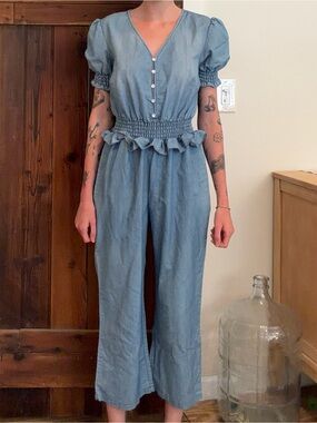 G. Kale Petite Faux Denim Jumpsuit